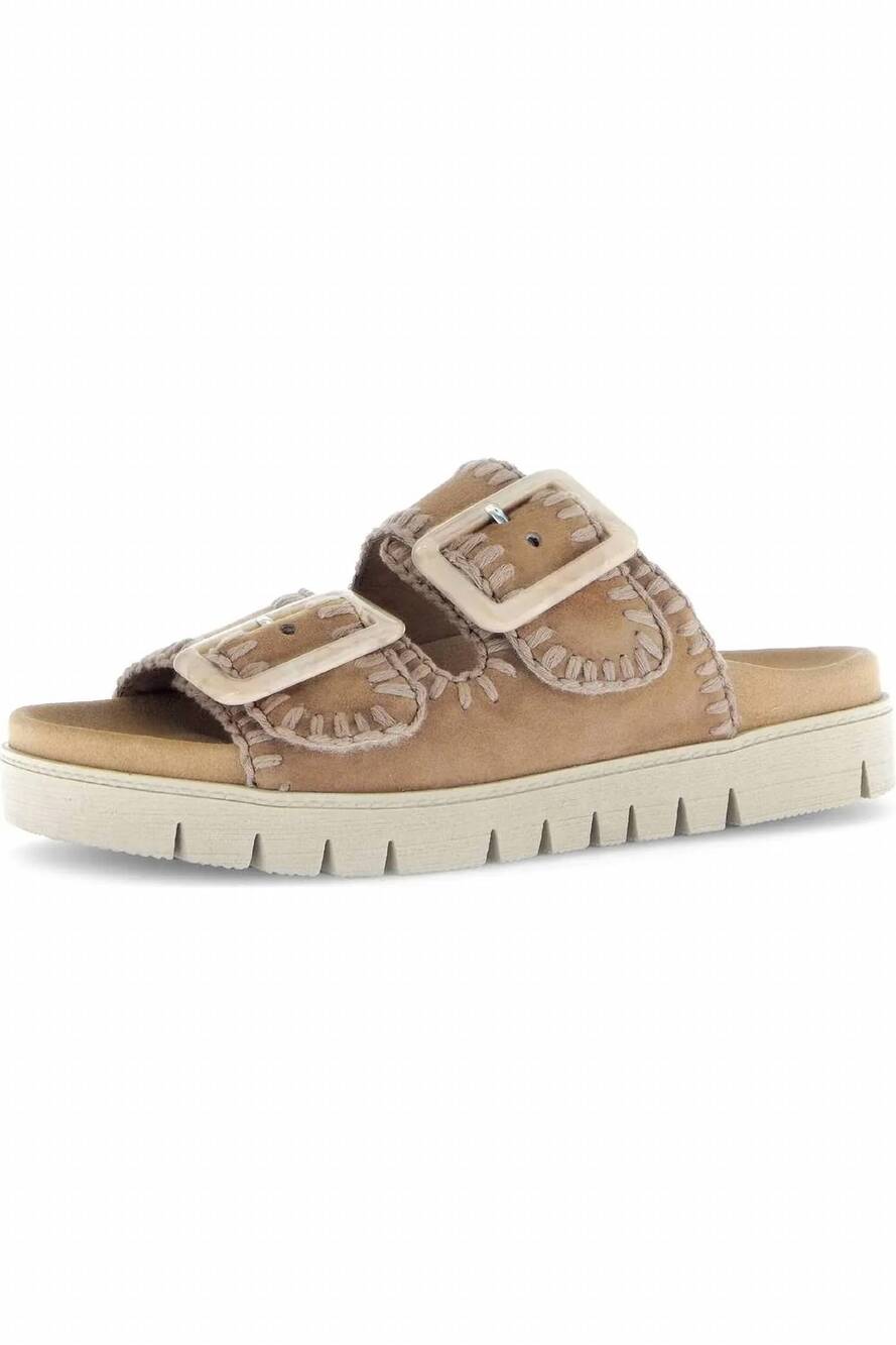 NEW GABOR women's 2-band buckle slide sandal in walnut